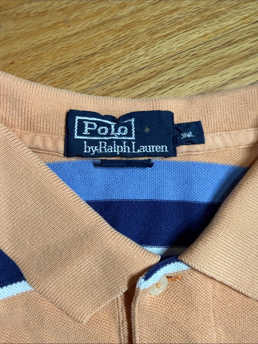 Polo by Ralph Lauren Peach Orange and Blue Striped Polo Shirt